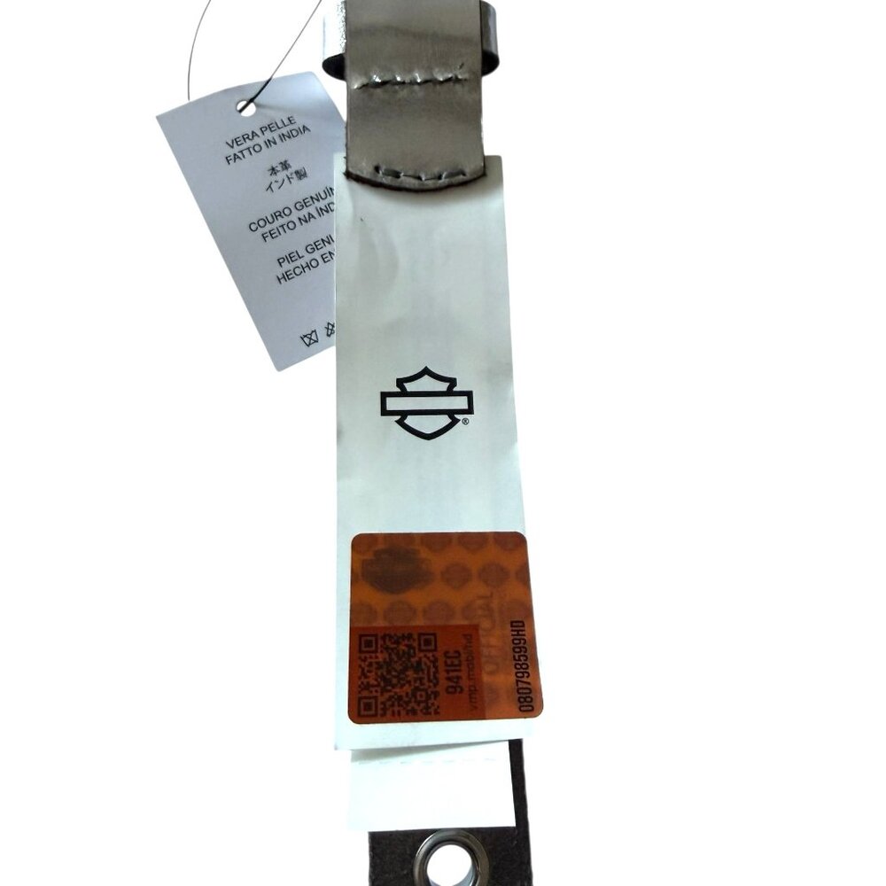 NWT Harley-Davidson® Women's B&S Eyelet Metallic Genuine Leather Belt Silver Med - Picture 5 of 7